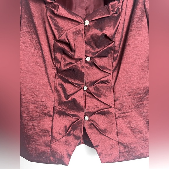 Vintage Cachet Sz 12 Burgundy Satin Iridescent Formal Evening Jacket Top - Picture 3 of 8